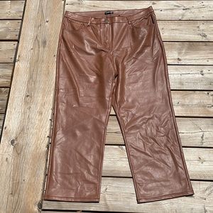 Faux brown leather pants
